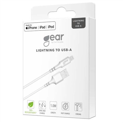 Gear Kabel USB-A till Lightning MFI 1m